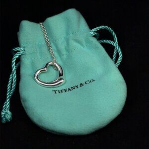 Tiffany & Co. Elsa Peretti Sterling Silver Open Heart Pendant 22mm 16" Necklace